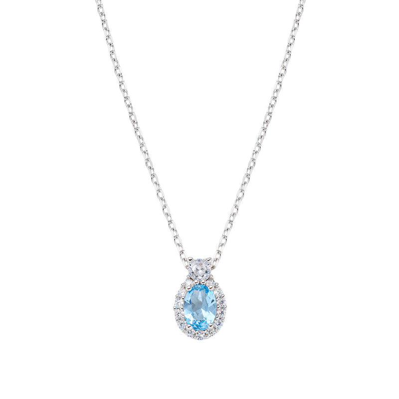 Collana Amen Madame in Argento con Zirconi Acquamarina
