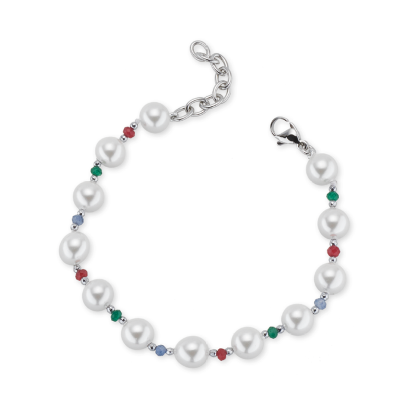 Bracciale Sovrani Perle di Maiorca e cristalli multicolor
