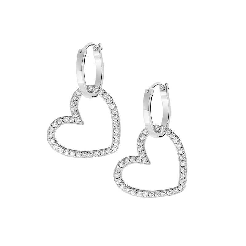 Set Amen Collana e Orecchini Due Cuori con Zirconi in Ottone