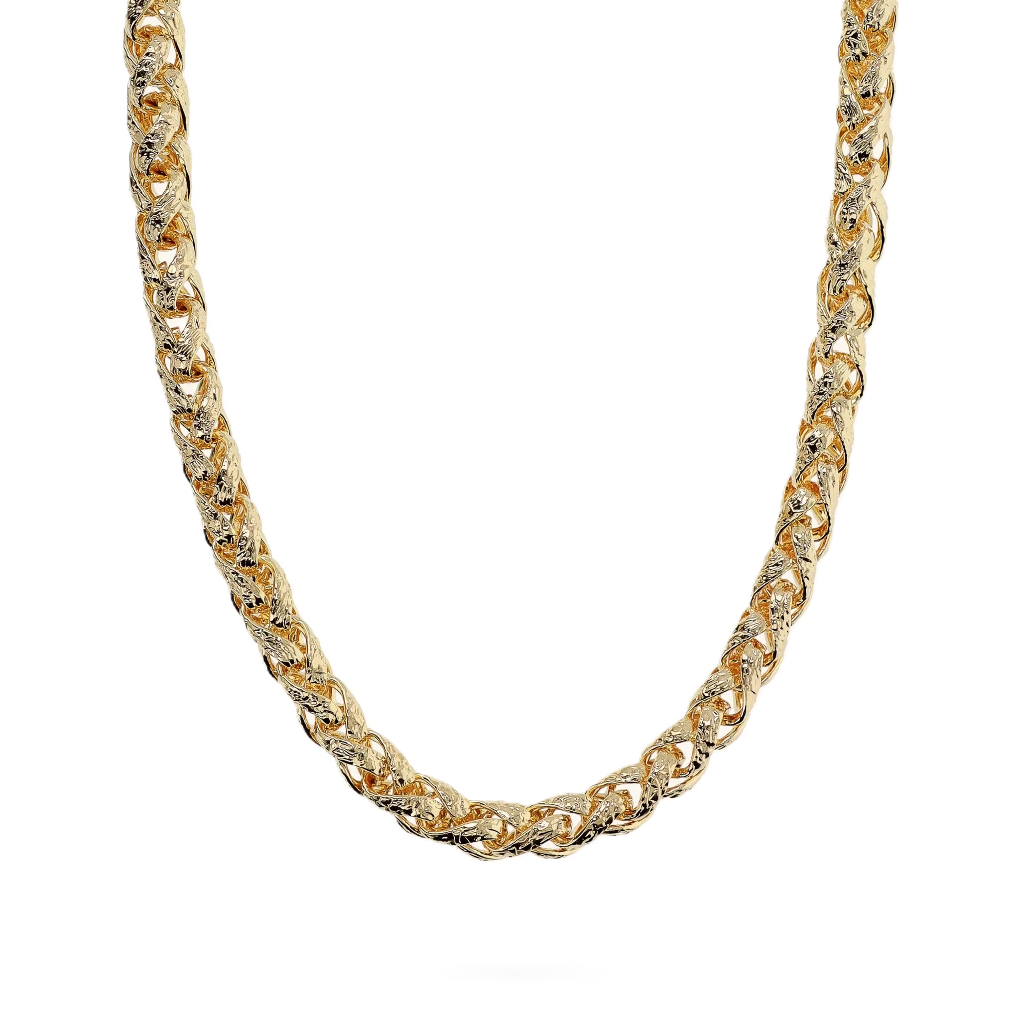 Collana Etrusca Gioielli Girocollo Maxi Catena Spiga Martellata