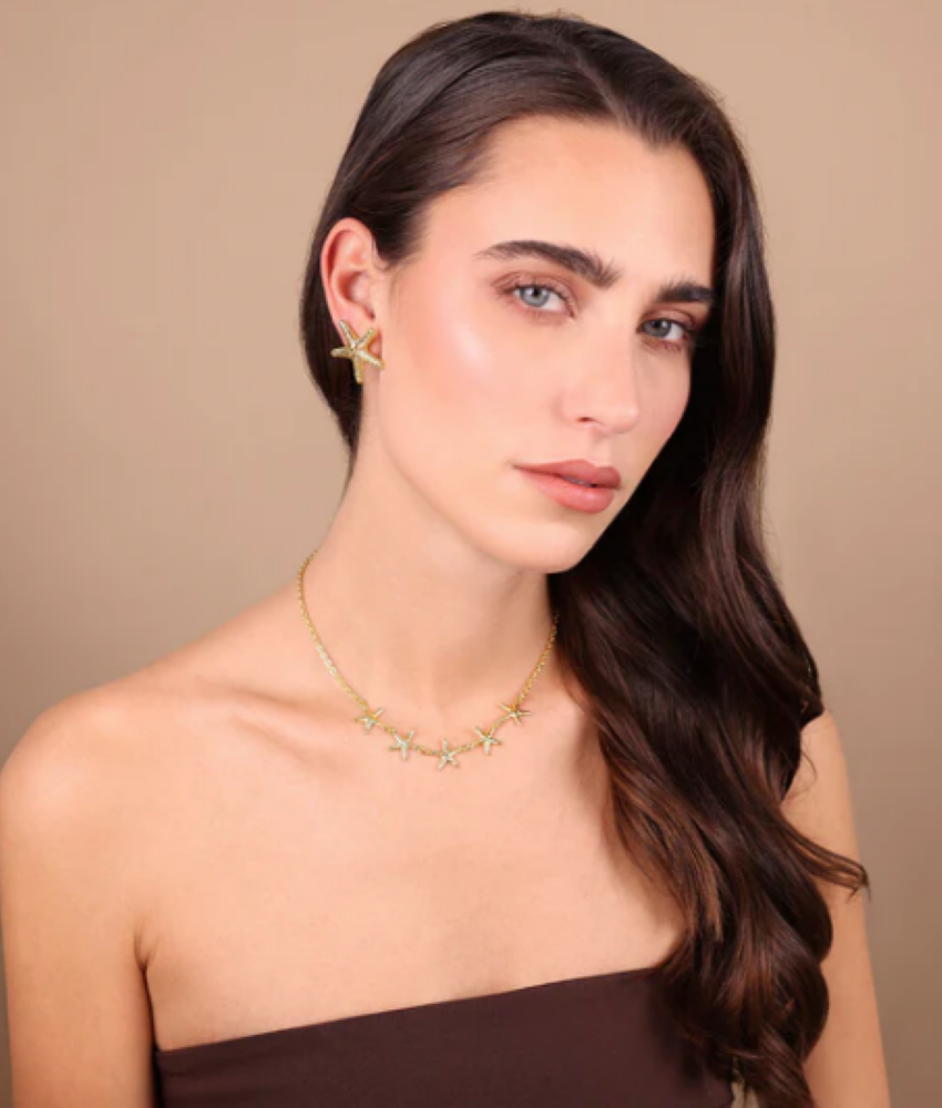 Collana Etrusca Gioielli Girocollo Nereide con Stelle di Mare Martellate
