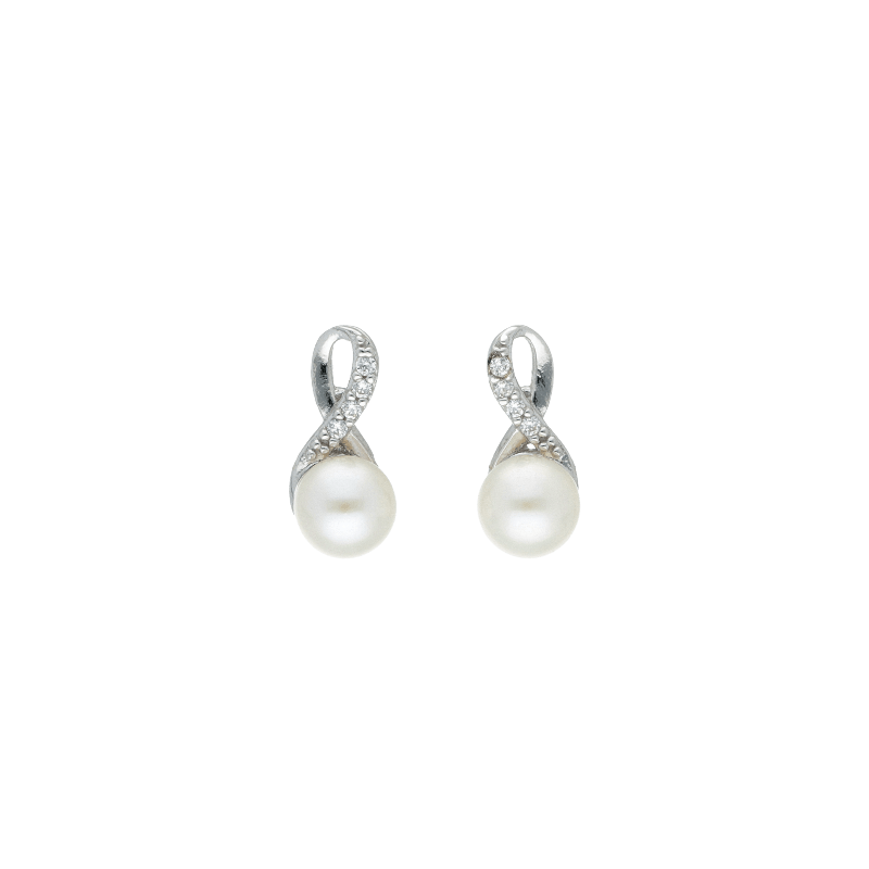 Orecchini Oro 18 kt Donna Perla e Zirconi