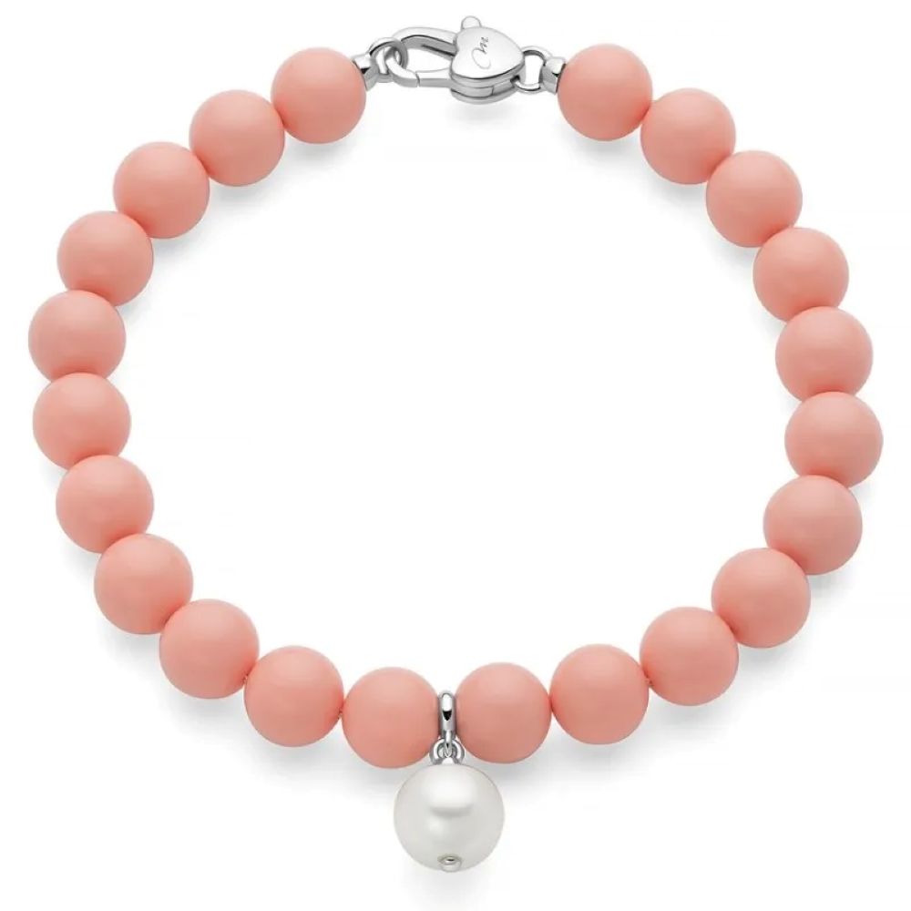 Bracciale Miluna Terra e Mare Pasta di Corallo Rosa con perla