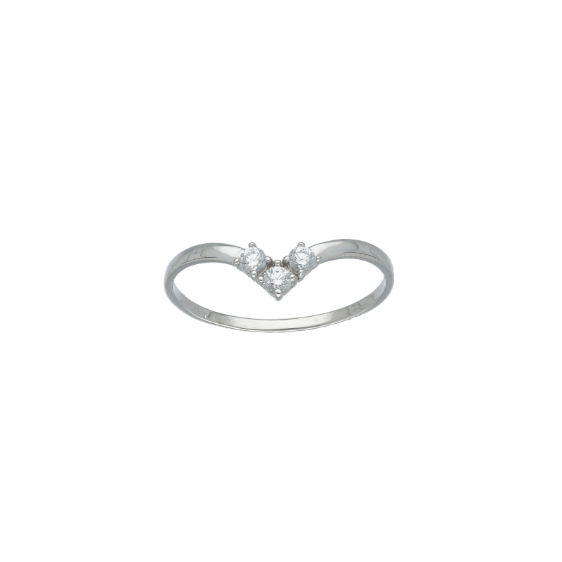 Anello Oro 18 kt Donna bianco coroncina tre zirconi