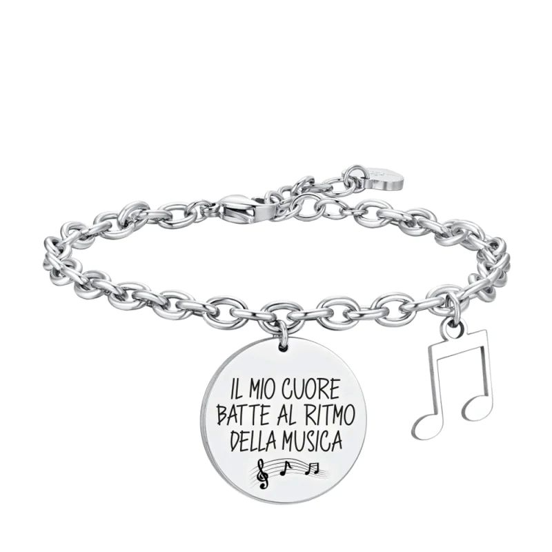 Bracciale Luca Barra Frase "Il mio cuore batte al ritmo di musica"