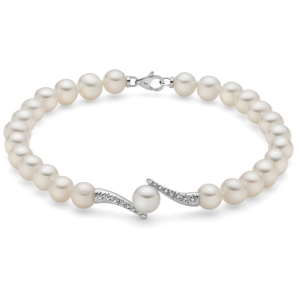 Bracciale Miluna perle boule e fantasia d'oro bianco e diamanti