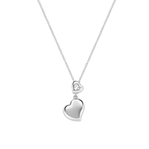 Collana Amen Rodiata Cuori Gemelli con Zircone