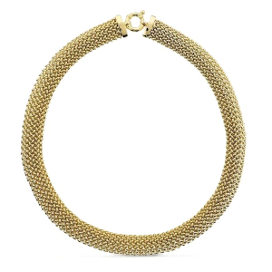 Collana Etrusca Gioielli Girocollo Maglia Grana di Riso Bombata Placcata Oro 18K