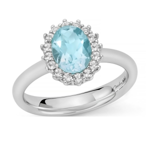 Anello Miluna Gemma del Cielo ovale piccolo e topazi bianchi in argento Mis 14