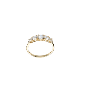 Anello Oro 18 kt Donna giallo veretta con 5 zirconi