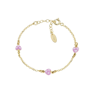 Bracciale Amen Bambina Cuori Rosa Dorato