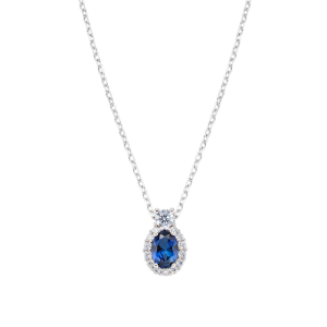 Collana Amen Madame in Argento con Zirconi Blu