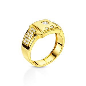 Anello I Gold Uomo con Zirconi