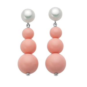 Orecchini Miluna Terra e Mare Pasta di Corallo Rosa e Perle