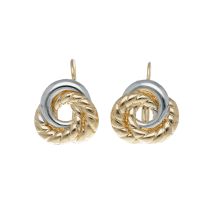 Orecchini Oro 18 kt cerchi lavorati bicolore