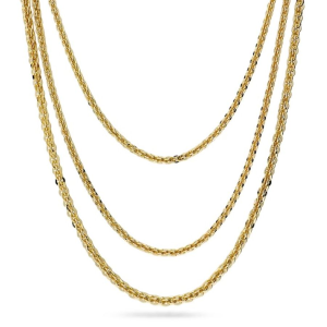 Collana Etrusca Gioielli Multifilo Graduata con Maglia Cristallina Plac Oro 18Kt