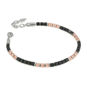 Bracciale Boccadamo in acciaio rosè gold con pietre nere