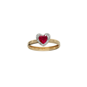 Anello Oro 18 kt Donna giallo Cuore Rosso