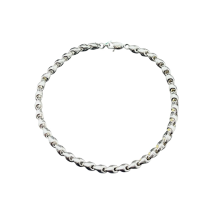 Bracciale Oro 18kt Uomo Maglia tubolare vuota oro bianco