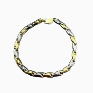 Bracciale Oro 18kt Uomo Maglia tubolare vuota bicolore