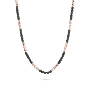 Collana Boccadamo in acciaio rosè gold con pietre nere