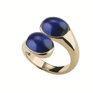 Anello Sovrani Ottone finitura oro con occhio di gatto blu M17