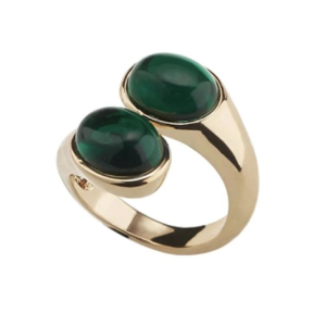 Anello Sovrani Ottone finitura oro con occhio di gatto verde M17
