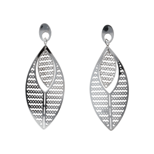 Orecchini Oro 18 kt Donna Pendenti a foglie bianche