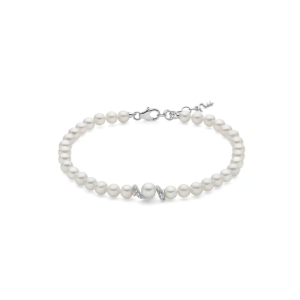 Bracciale Miluna di perle Eclissi con centrale in argento e topazi