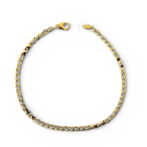 Bracciale Oro 18 kt da uomo giallo e bianco maglia piatta