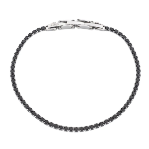 Bracciale Amen Tennis in Acciaio con Zirconi Neri 3 mm