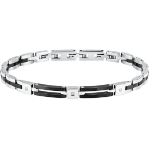 Bracciale Sector Ceramic nero e acciaio con diamanti