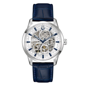 Orologio Bulova Sutton Skeleton 40mm pelle blu