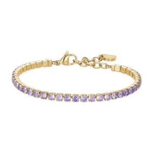 Bracciale Luca Barra Tennis ip gold cristalli viola