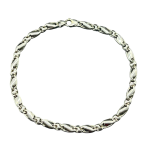 Bracciale Oro 18kt Uomo oro bianco maglia a chicco intrecciata