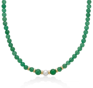 Collana Miluna I Segreti della Natura Quarzo Avventurina Colore Verde e Perla