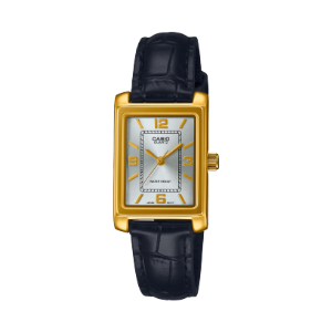Orologio Casio rettangolare pelle cassa dorata