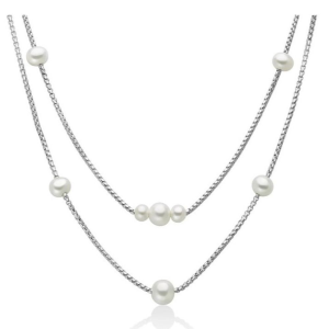 Collana Miluna Miss Italia Girocollo in argento doppio filo con Perle