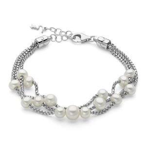Bracciale Miluna Miss Italia tre fili Perle e Argento