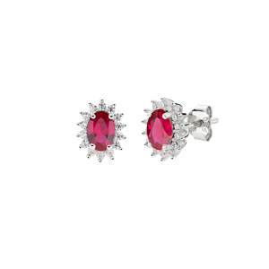 Orecchini  Amen Mini Royal Lady con Zircone Rosso Ciliegia