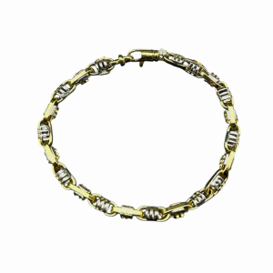 Bracciale Oro 18 kt da uomo maglia tubolare oro giallo e bianco