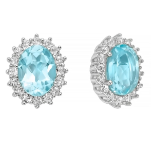 Orecchini Miluna Gemma del Cielo ovale piccolo e topazi bianchi in argento