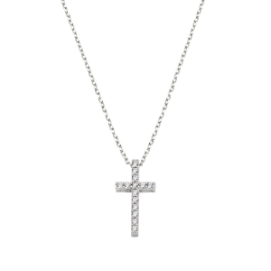 Collana Amen Croce media con Zirconi Bianchi