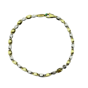 Bracciale Oro 18 kt  Uomo maglia tubolare oro giallo e bianco