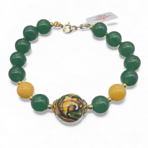 Bracciale Jebel Gioielli agata verde e ceramica di Caltagirone