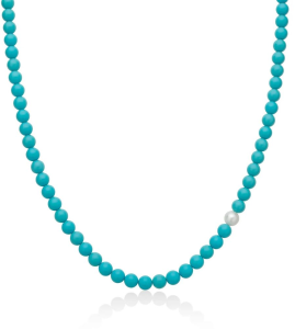 Collana Miluna Terra e Mare agglomerato di pasta di turchese e Perla