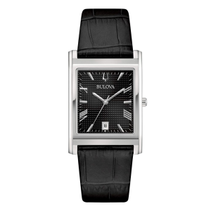 Orologio Bulova Classic Rectangle pelle nera 29mm