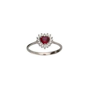Anello Oro 18 kt Donna cuore rosso