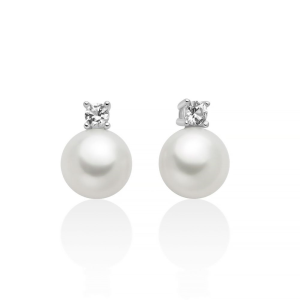 Orecchini Miluna di Perle in Oriente 6,5-7 mm topazio bianco
