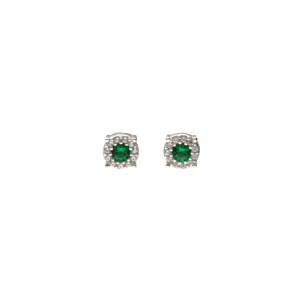 Orecchini Oro 18 kt 750% oro bianco e zircone Verde